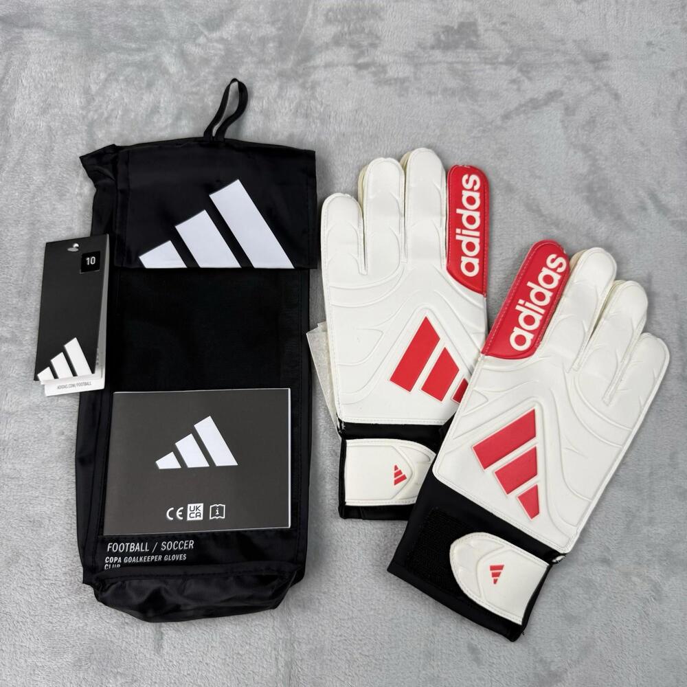 NWT Adidas Copa Club Goalkeeper Gloves Soccer Football White Red Size 10 JH3789